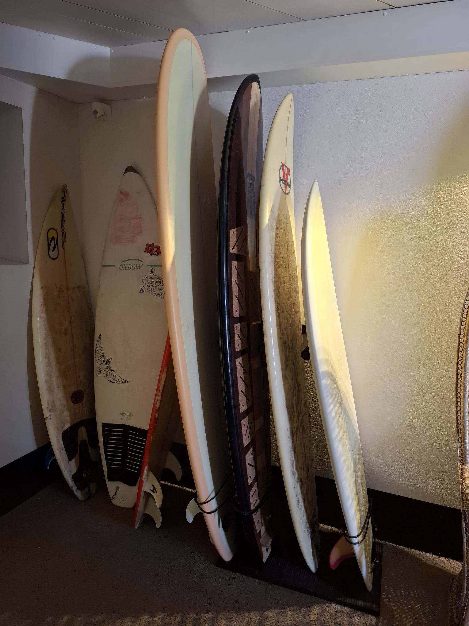 Sélection de planches de surf rigides disponibles à la location