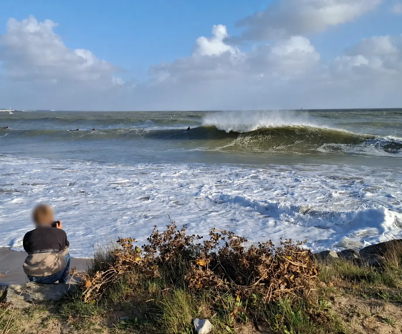 Forte houle hivernale devant la plage de Rivedoux
